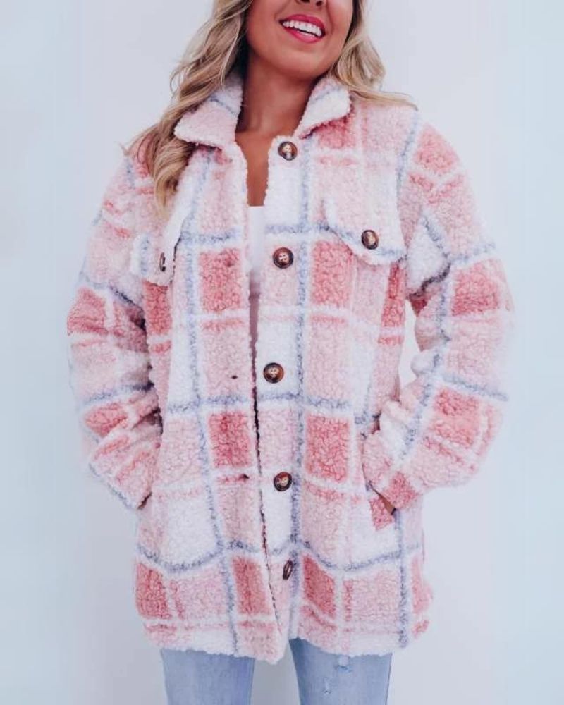Dames Gezellige Geruite Jas | Warm & Stijlvol