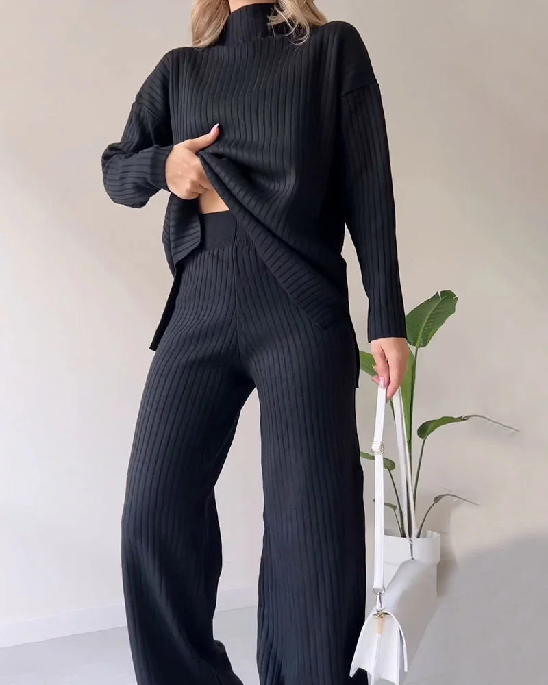 Damski Elegancki Golf Dwuczęściowy Zestaw | Luźny Krój
