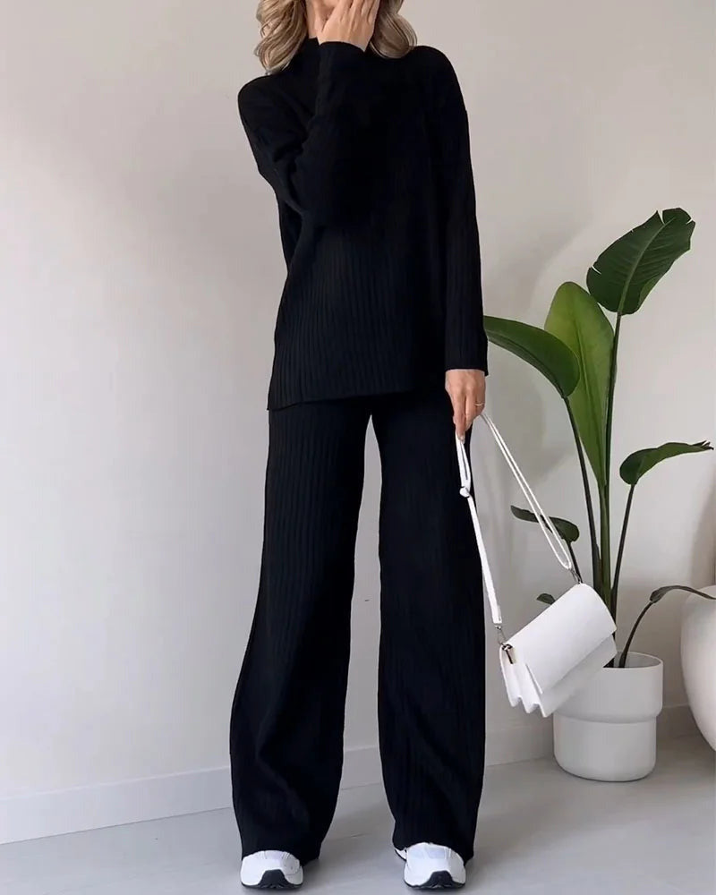 Damski Elegancki Golf Dwuczęściowy Zestaw | Luźny Krój