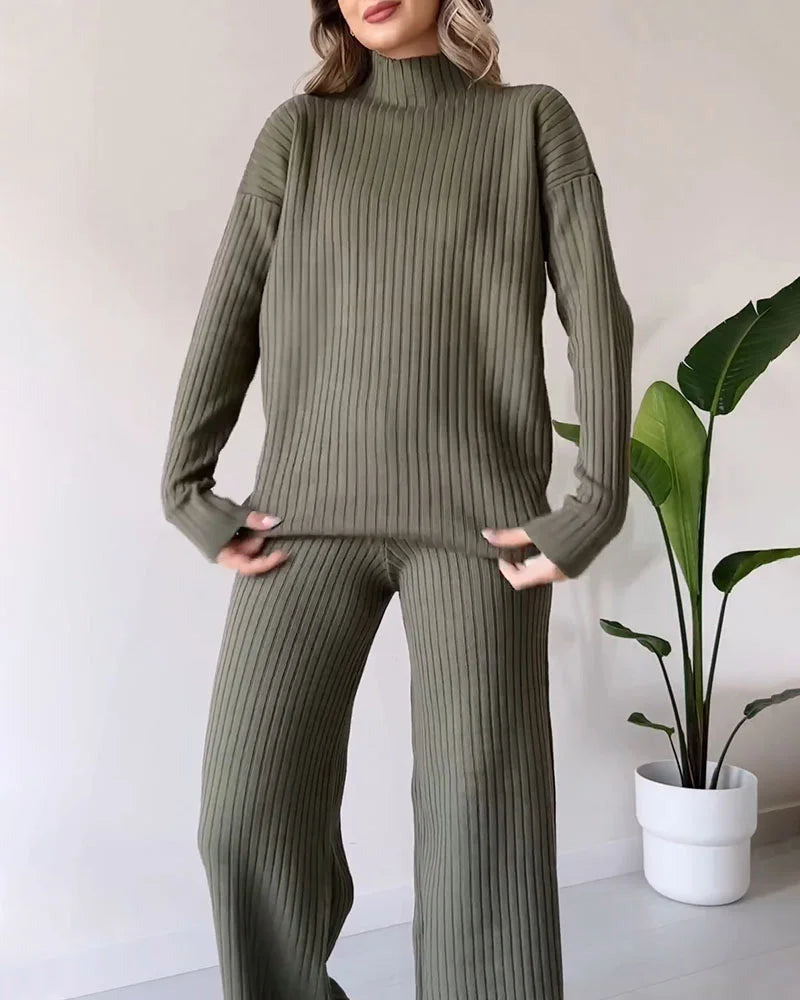 Damski Elegancki Golf Dwuczęściowy Zestaw | Luźny Krój