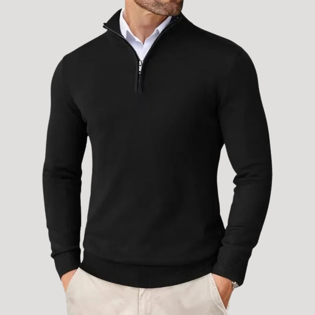 Heren Gebreide Trui met Half-Zip Hals en Getailleerde Pasvorm