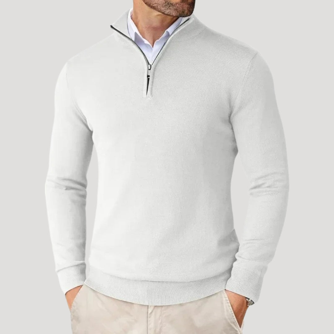 Heren Gebreide Trui met Half-Zip Hals en Getailleerde Pasvorm