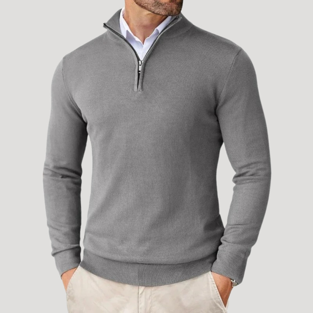 Heren Gebreide Trui met Half-Zip Hals en Getailleerde Pasvorm