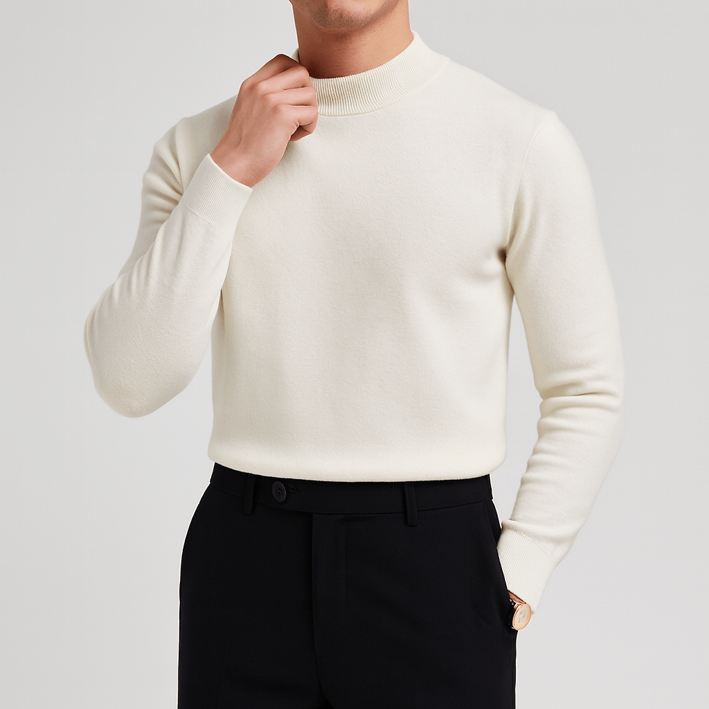 Heren Slim Fit Gebreide Trui met Fijne Steek en Lichte Warmte