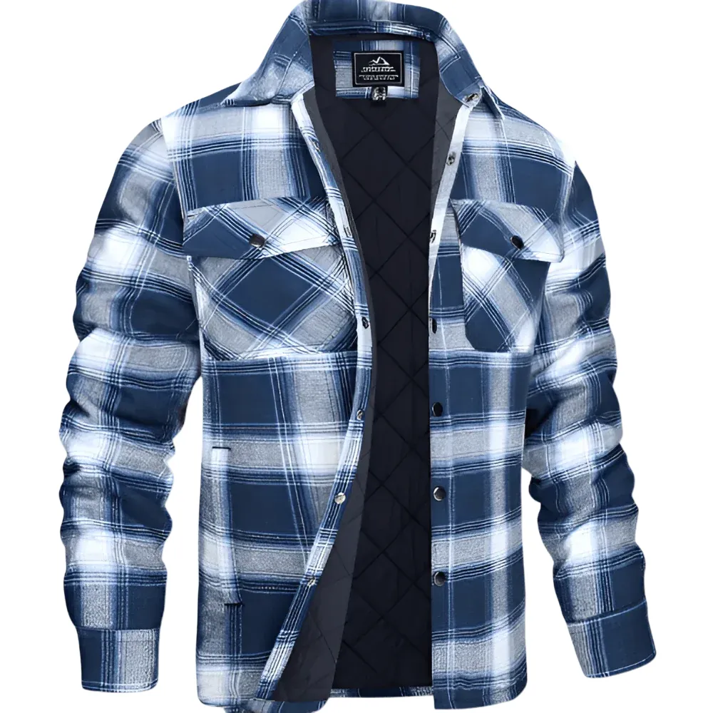 Heren Gequilt Shirt Jacket met Geruit Ontwerp en Lichte Isolatie