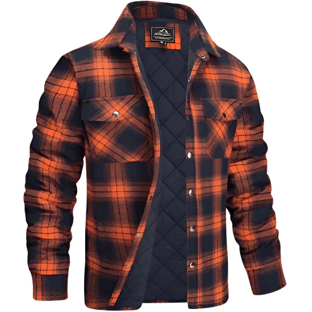Heren Gequilt Shirt Jacket met Geruit Ontwerp en Lichte Isolatie