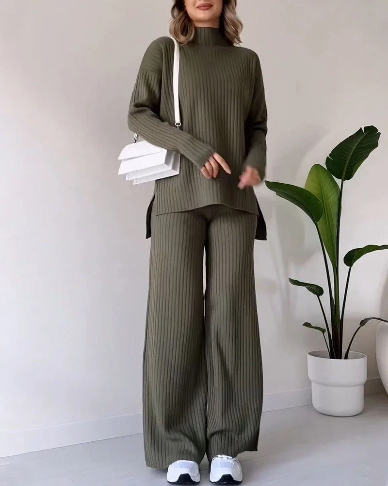 Damski Elegancki Golf Dwuczęściowy Zestaw | Luźny Krój