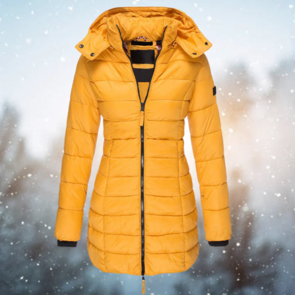 Manteau d'hiver long matelassé pour dames | Capuche