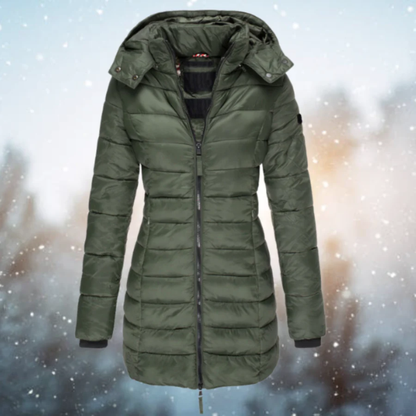 Manteau d'hiver long matelassé pour dames | Capuche