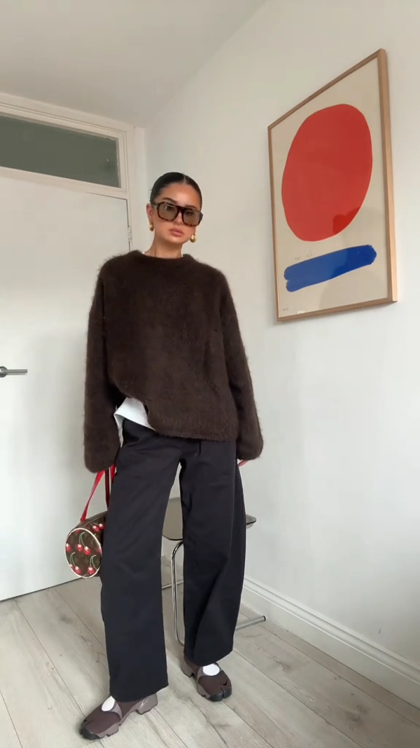 Damski luźny sweter z okrągłym dekoltem | Ciepły i elegancki