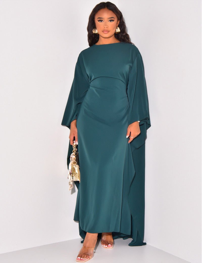 Amira - Luxe Satijnen Kaftan Jurk met Wijde Mouwen