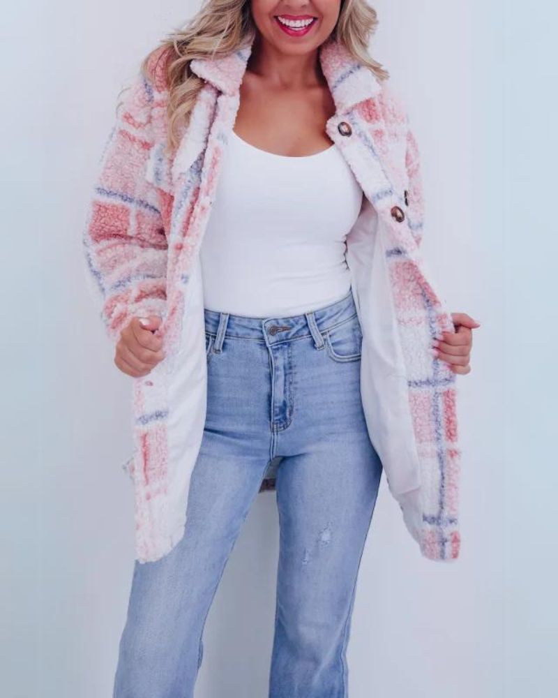 Dames Gezellige Geruite Jas | Warm & Stijlvol