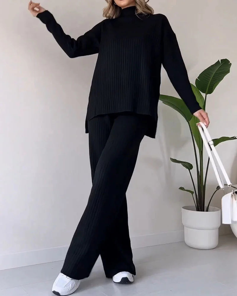 Damski Elegancki Golf Dwuczęściowy Zestaw | Luźny Krój