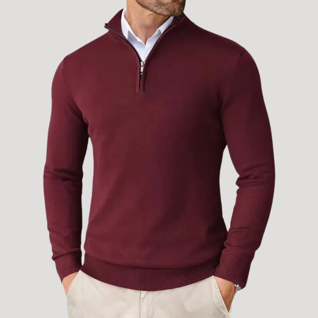 Heren Gebreide Trui met Half-Zip Hals en Getailleerde Pasvorm