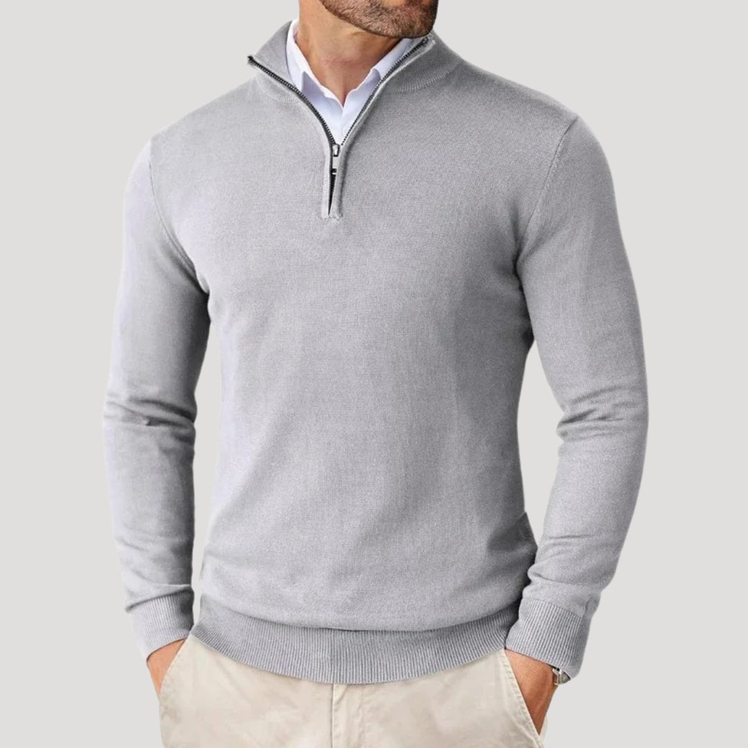Heren Gebreide Trui met Half-Zip Hals en Getailleerde Pasvorm