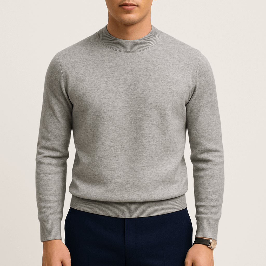 Heren Slim Fit Gebreide Trui met Fijne Steek en Lichte Warmte