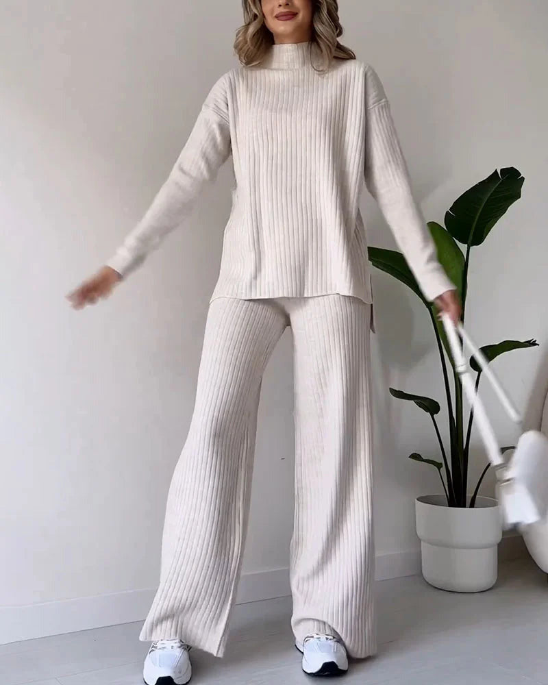 Damski Elegancki Golf Dwuczęściowy Zestaw | Luźny Krój