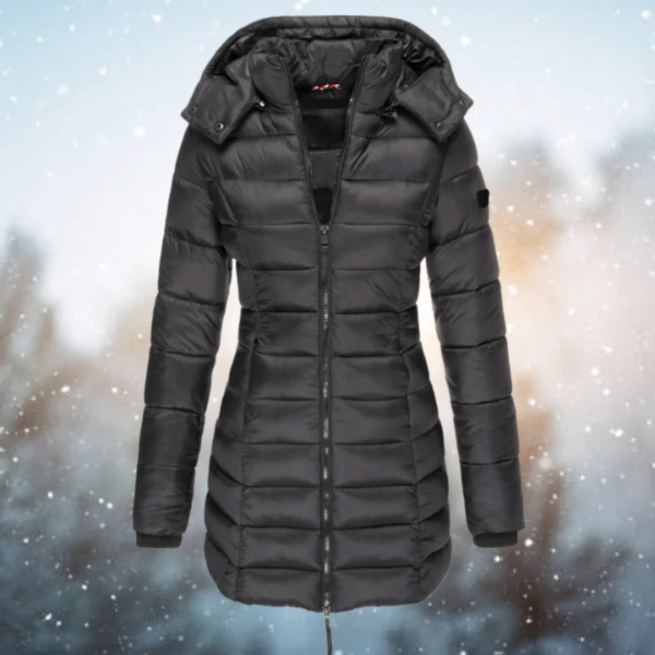 Manteau d'hiver long matelassé pour dames | Capuche